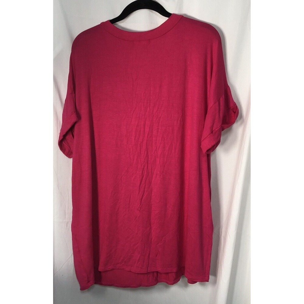 Blumin Apparel Women's Pink Short Sleeve T-Shirt w Cuffed Sleeve & Pocket - 2XL - Picture 5 of 10
